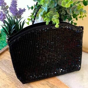 Vintage Apri Nights, Black reflective mesh Chain Bag, EUC